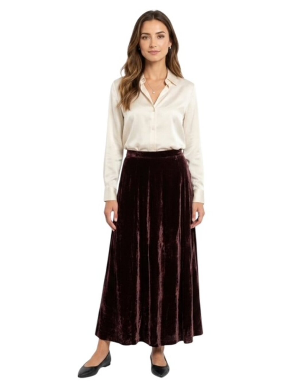 Brunello Cucinelli Size 6 Made in Italy Plum Velvet Maxi Skirt